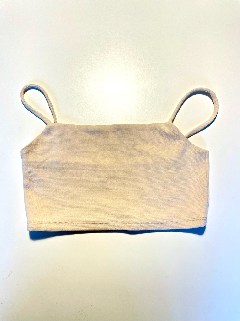OAK + FORT Cream Square Neck Cropped Cami Tank Top | Size S